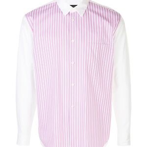 Comme des Garcons Pink and White Striped Dress Shirt